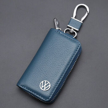 帕萨特途岳途观l高尔夫探歌汽车真皮包扣大众方形钥匙包蓝色防丢号