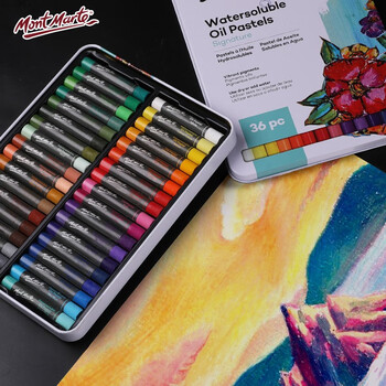 【全网低价】蒙玛特(Mont Marte)油画棒48色 水溶性油画棒儿童绘画画笔涂鸦画画蜡笔套装 美术不脏手水洗铁盒装MMPT0029美术写生