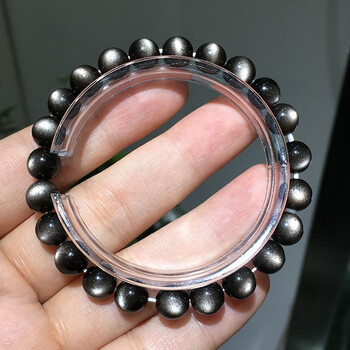 天然猫眼银曜石情侣手链双眼男女猫眼石手串黑色8mm