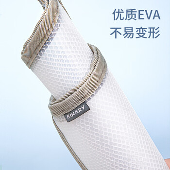 金得利2个A5立体大容量塑料EVA网格手提拉链透明文件袋小学生考试专用收纳笔袋防水孕检资料灰白TD6043-2