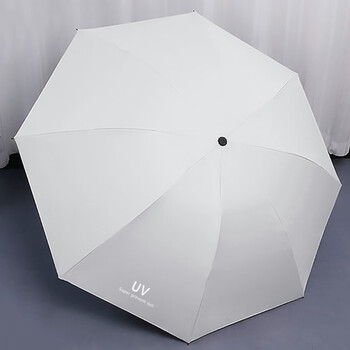 伞黑胶加固太阳伞户外轻便雨伞三折雨伞加厚黑胶伞经典白色见详情页