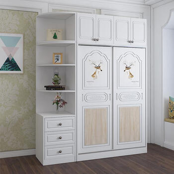 衣柜卧室实木简约现代经济型板式极简家具组装滑移门简易柜子推拉门大