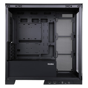 先马（SAMA）新镜界 matx海景房机箱台式机黑色 双面玻璃/可拆支柱/双U3+Type-C/支持背插主板360水冷/新境界