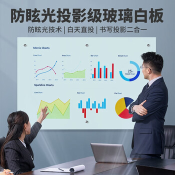 乐图（LOTOO）投影白板100*200cm悬挂式磁性钢化玻璃白板办公会议写字板黑板
