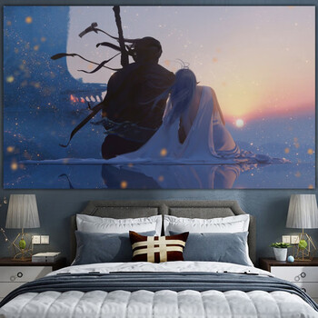 床头挂画墙上挂布背景布卧室男女潮鬼刀风铃背影超柔40x35圆点贴纸