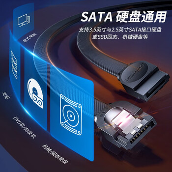 绿联 高速SATA3.0硬盘数据连接线 外接固态机械硬盘数据连接线 光驱串口线电源双通道转换线 弯头0.5米 绿联 高速SATA3.0硬盘数据连接线 外接固态机械硬盘数据连接线 光驱串口线电源双通道转换线 弯头0.5米