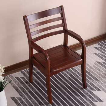 尼创实木椅子带扶手书房椅子学生家用写字电脑办公餐椅老人木头靠背椅