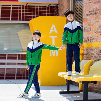 秋季新款幼儿园园服小学生校服运动会团体服演出服班服团购定制 白 绿