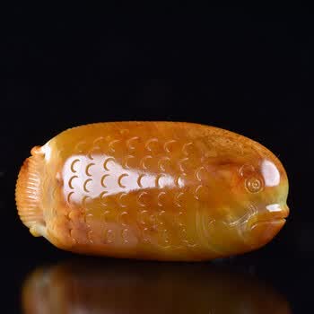 【免保参拍】苏工作品 红沁皮【年年有余】和田玉羊脂白玉鱼挂件 462