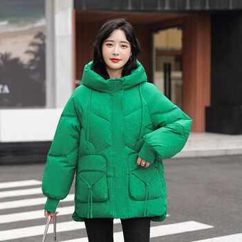 中长款时尚保暖宽松显瘦外套 翠绿色 l【图片 价格 品牌 报价】-京东