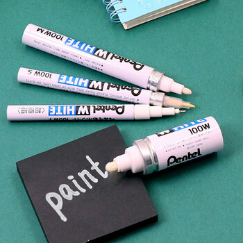 派通（Pentel ）油漆笔0.5mm细头针管 汽车补漆划痕修复 油性记号笔 X100W-F 白色