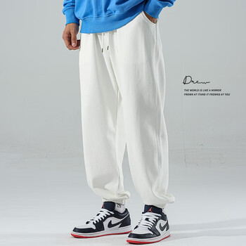 运动长裤透气宽松白色春秋季夏款潮流百搭哈伦束脚裤男生加肥加大码