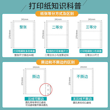 天章 （TANGO）【缺页十倍赔】新绿天章六联整张可撕边 针式电脑打印纸 出入库送货单(241-6S白红蓝绿红黄1000页)