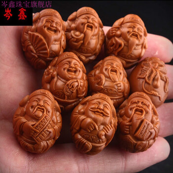 snqp橄榄核手串 八大财神正圆苏工铁核雕刻橄榄胡男士文玩手链配饰短