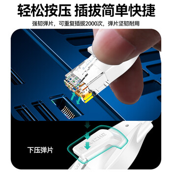 山泽(SAMZHE)六类网线 CAT6类千兆纯铜扁平网线 电脑宽带家用监控网络连接成品跳线 白色15米BBP615