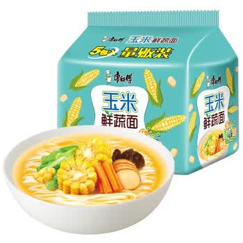 【康师傅方便面】康师傅方便面熬制高汤玉米鲜蔬面袋面泡面五连包休闲