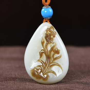 玉赐平安天然和田玉糖白玉兰花玉石吊坠蕙质兰心玉坠男士女款31g