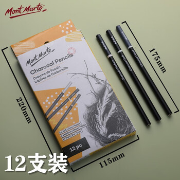 蒙玛特(MontMarte)炭笔12支装素描铅笔绘画素描笔画画软中硬碳笔套装美术学生写生速写画画笔VMPN0017 蒙玛特(MontMarte)炭笔12支装素描铅笔绘画素描笔画画软中硬碳笔套装美术学生写生速写画画笔VMPN0017
