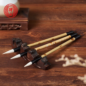 【全网低价，真便宜直播间】一得阁白云毛笔善莲春风湖笔兼毫毛笔文房四宝套装 大中小号新三支装联笔