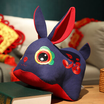 不舍天真喜庆国潮布衣兔毛绒玩具兔年生肖吉祥物兔子公仔民俗风兔儿爷