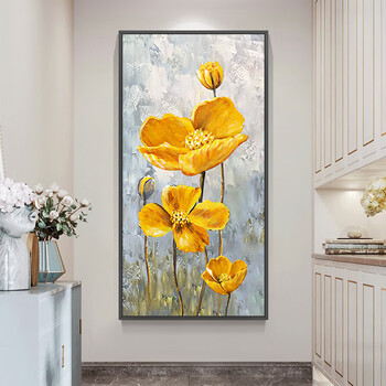 抽象入户玄关走廊过道装饰画酒店背景墙简约风格手工制作竖版壁画定做