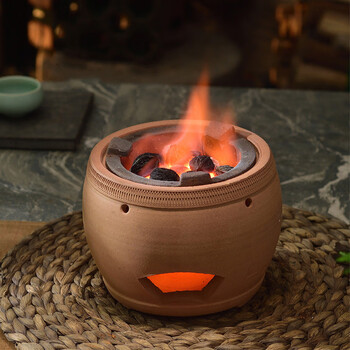 碳炉烧木炭炉泥炉手工小火炉复古柴烧橄榄炭煮茶器烧炭烧水煮茶炉 鼓