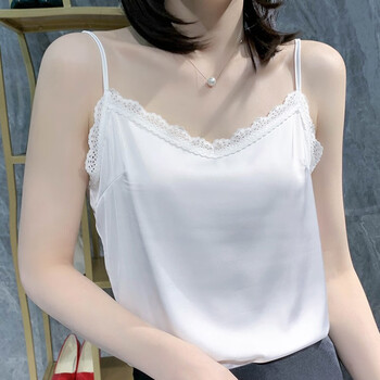 诗丝曼诺蕾丝花边吊带背心女内搭外穿短款性感缎面上衣打底春夏装白色