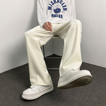 米白色裤子男感设计感小众阔腿裤宽松直筒休闲裤春秋z913米白2x