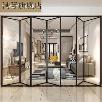 窄边吊轨厨房推拉门阳台卫生间客厅隔断折叠门推拉门玻璃移门16折叠门