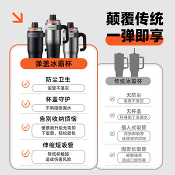TKK大容量保温杯男士款一键开盖车载冰霸杯子陶瓷内胆水杯巨无霸茶杯