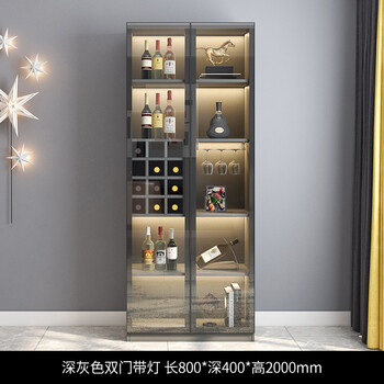 酒柜客厅靠墙客厅小酒柜靠墙现代简约轻奢带灯玻璃柜家用小型电视边柜