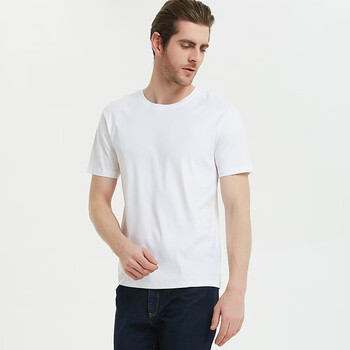 骆驼季双面丝光棉t桖短袖男士80支女t恤男女情侣装宽松简约百搭纯白色