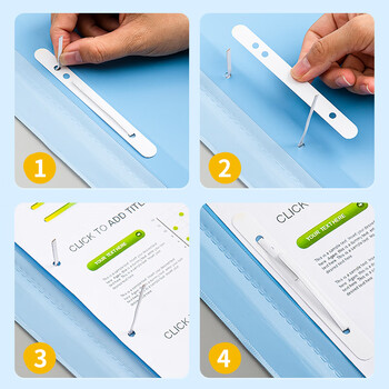 金得利5个A4装订文件夹报告夹整理夹活页环塑料装订条两孔打孔器简易文件装订夹条压条2孔活页扣蓝LW320