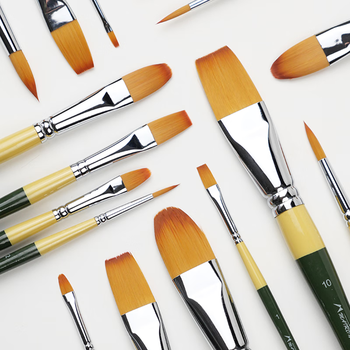 马蒂尼油画笔丙烯水粉水彩通用尼龙纤维毛平峰单支4号719F-04