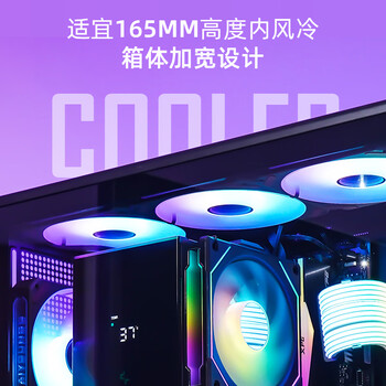 爱国者（aigo）星璨岚 小岚黑色 游戏电脑台式主机箱 垂直风道风冷/M-ATX主板/240水冷/270°海景房/5090显卡