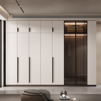 如爵(rujue)轻奢平开门衣柜2023新款家用卧室现代简约北欧网红玻璃门