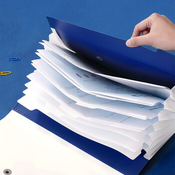 齐心(Comix)  手挽8格A4手提文件包资料包风琴包 鲲鹏系列学生试卷收纳包 蓝AKP28