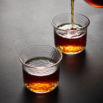 Hero日式锤纹杯透明玻璃咖啡杯耐高温茶杯防滑水杯手冲咖啡杯（单只）