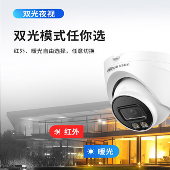 dahua大华监控摄像头 200万双光网络高清半球监控摄像机 POE供电红外夜视监控器 P20T1-A-IL-2.8mm