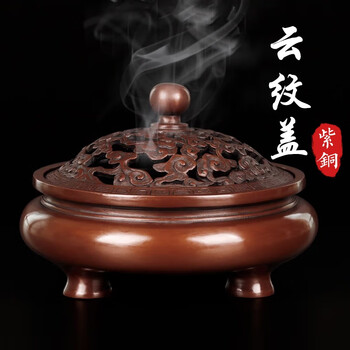 銅製 金寿堂造 斑紫銅 鼎式 香炉 唐木紫檀台座付 / 香道具 紫铜香炉熏香炉品牌及商品- 京东