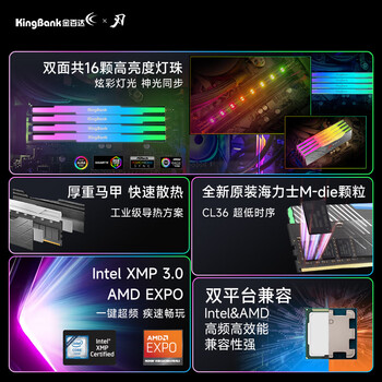 金百达（KINGBANK）64GB(32GBX2)套装 DDR5 6000 台式机内存条海力士M-die颗粒 黑刃灯条 C36 Deepseek硬件