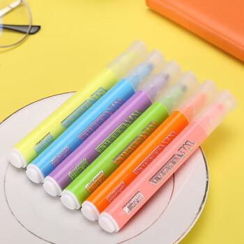 晨光（M&G）6色荧光笔经典单头记号笔醒目重点标记笔水性手绘手账笔AHMV7602 6支/盒