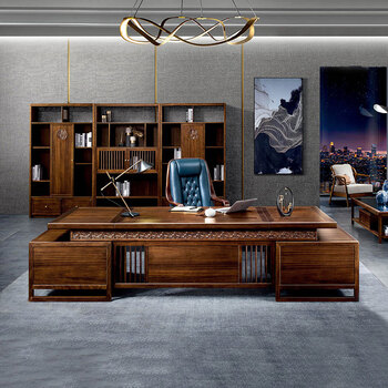 书慧木业新中式实木老板办公桌高档办公室家具简约现代总裁桌大班台