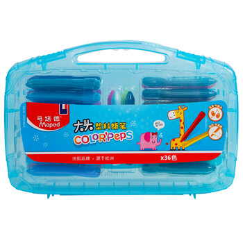 马培德(Maped)儿童大头塑料蜡笔 幼儿学生不脏手绘彩蜡笔 初学美术彩绘涂鸦画笔 861900CH粗杆【36色/塑盒装】 马培德(Maped)儿童大头塑料蜡笔 幼儿学生不脏手绘彩蜡笔 初学美术彩绘涂鸦画笔 861900CH粗杆【36色/塑盒装】