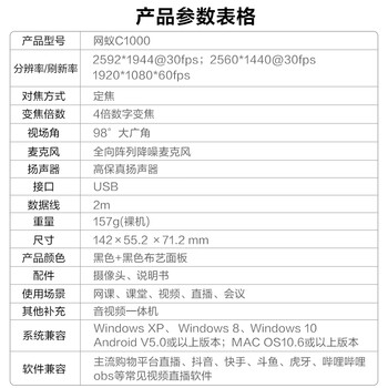 奥尼(aoni)电脑摄像头 500万超清音视频一体机 带扬声器喇叭 阵列降噪麦 考研复试直播视频会议 网蚁C1000 奥尼(aoni)电脑摄像头 500万超清音视频一体机 带扬声器喇叭 阵列降噪麦 考研复试直播视频会议 网蚁C1000