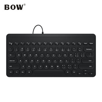 航世（BOW）K-610U 有线键盘  复古圆帽键盘 家用办公笔记本台式便携USB小键盘 黑色