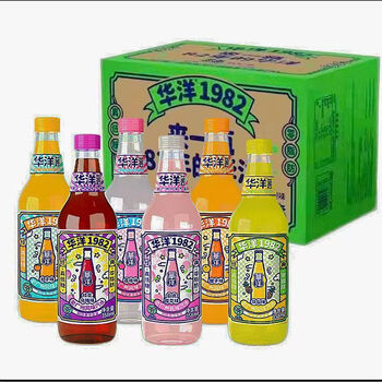 荔枝味358ml玻璃瓶网红果味汽水碳酸饮整箱华洋1982白桃味358ml6瓶