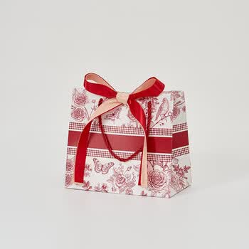 欧利文礼品袋 生日儿童礼物袋 繁花红5个装 18x16x10cm 绳扣式 纸材质 加厚 便携 简约风 高档精致