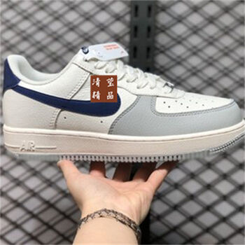 【官方】af1高品质小巴黎空军一号低帮反光潮流运动休闲板鞋 雾霾蓝