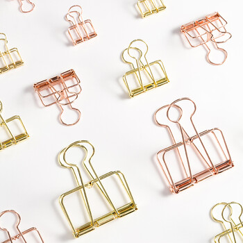 天色小清新燕尾夹大号创意夹子/简约镂空长尾夹/票夹 单个装 玫瑰金TS-5782